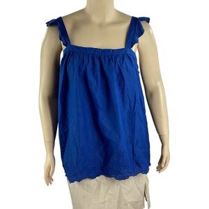 Lane Bryant Embroidered Eyelet Hem Cotton Tank Top Blue Size 20